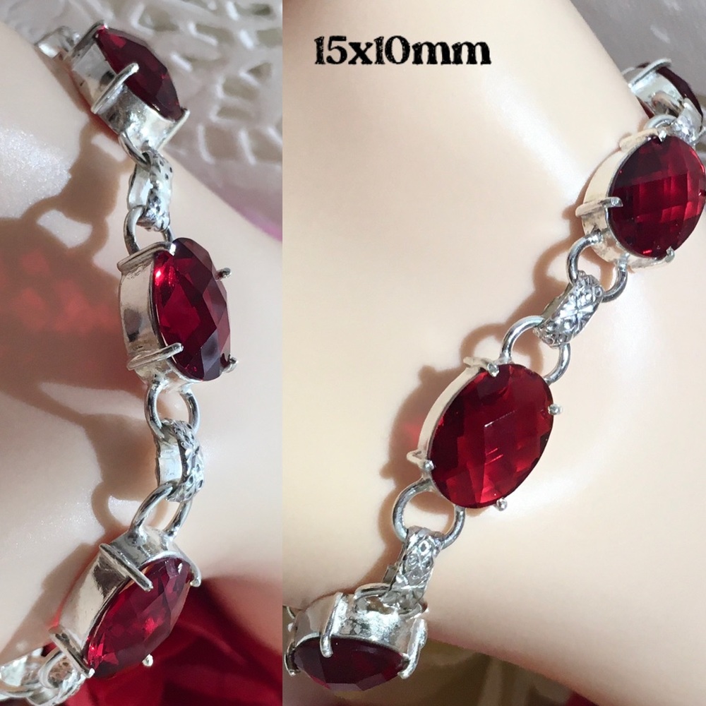 Radiant Garnet Gemstone Handmade Toggle Bracelet - Picture 6 of 6